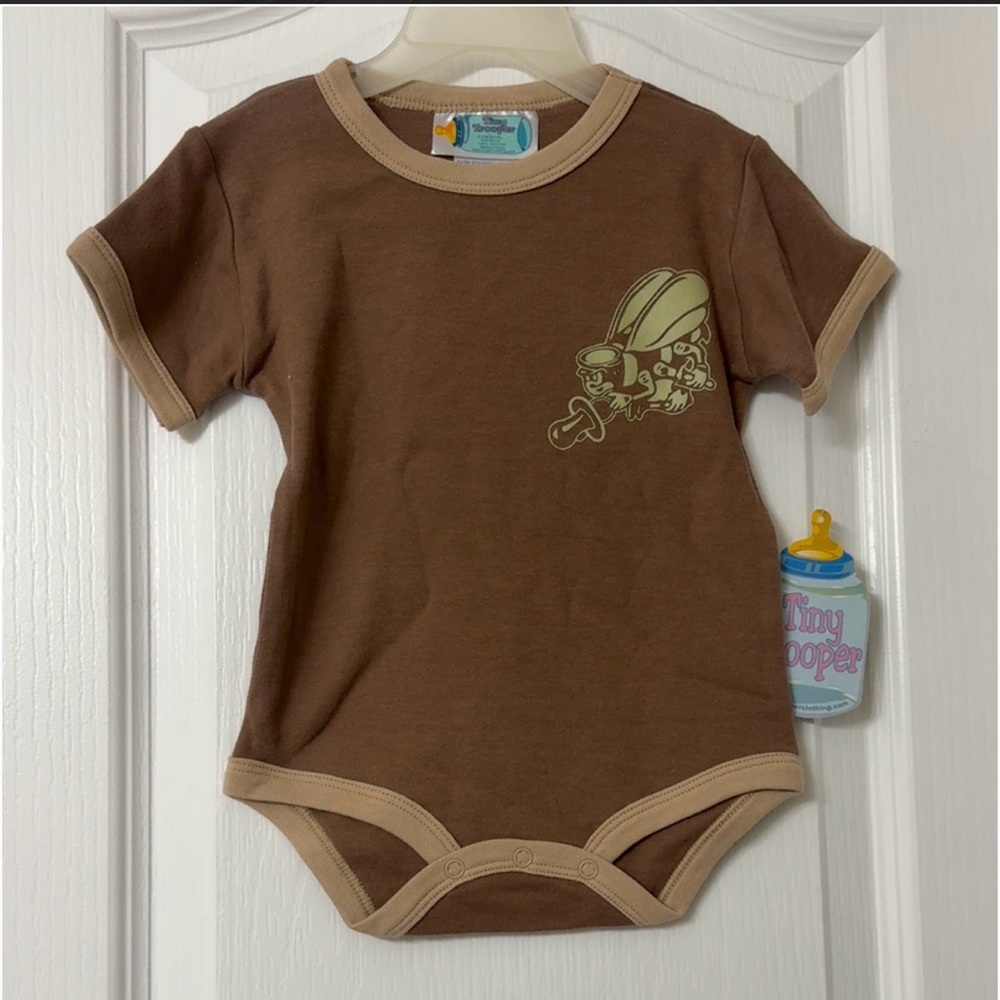 Tiny Trooper Brown Seabee Infant Baby Bodysuit One Piece 6/9 months 100% cotton